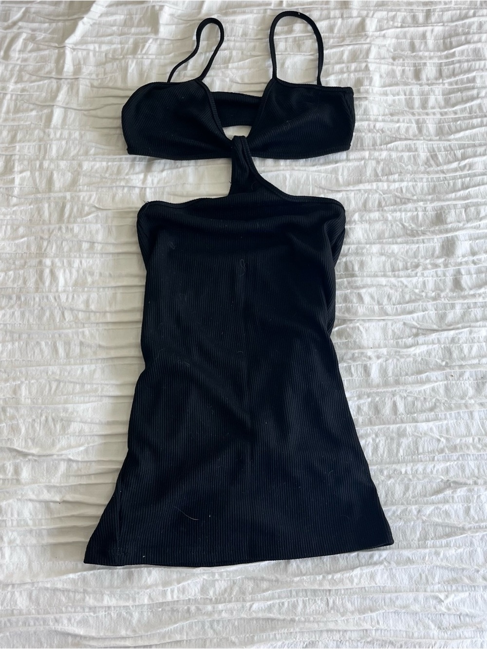 Black Cutout Ribbed Mini Dress